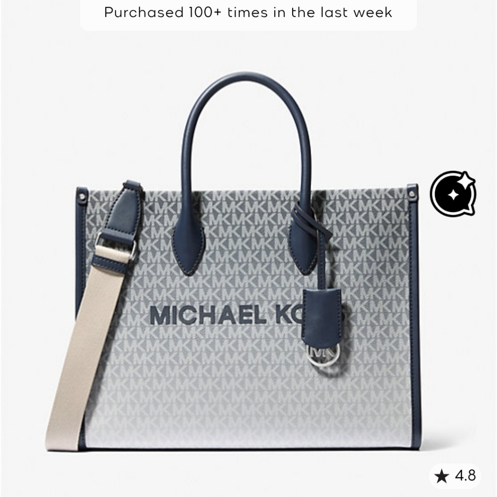 Michael Kors Navy and Gray Monogram Tote